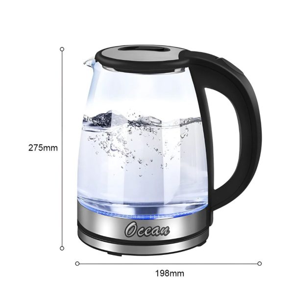 Ocean Electric Kettle 2L with Blue LED Indicator – 1500W Fast Boiling, Auto Shut-Off, BPA-Free - Image 2