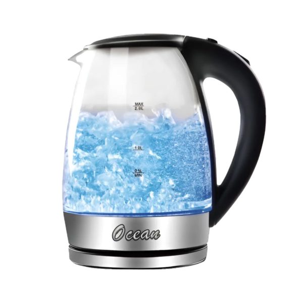 Ocean Electric Kettle 2L with Blue LED Indicator – 1500W Fast Boiling, Auto Shut-Off, BPA-Free